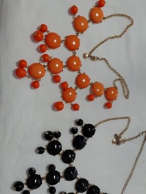 J. Crew Orange and Black Multi-Disc Bib Necklace Set